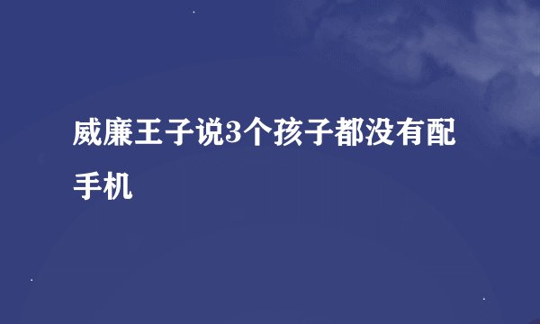 威廉王子说3个孩子都没有配手机