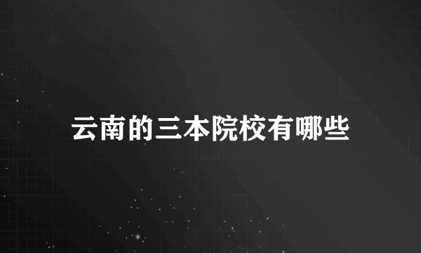 云南的三本院校有哪些