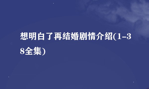 想明白了再结婚剧情介绍(1-38全集)