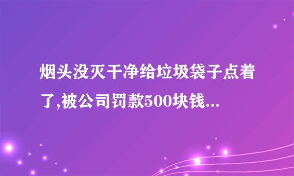 烟头没灭干净给垃圾袋子点着了,被公司罚款500块钱合计么?