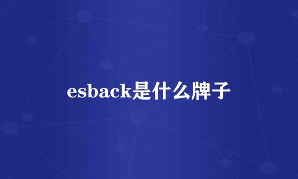 esback是什么牌子