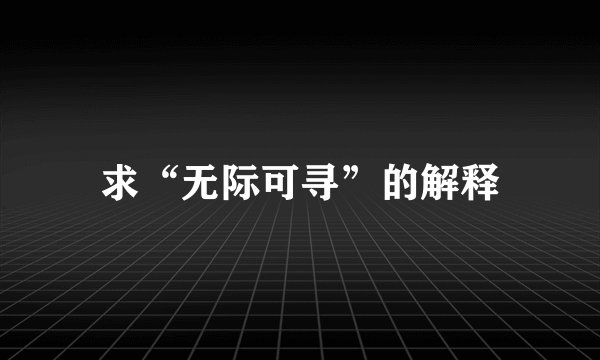 求“无际可寻”的解释