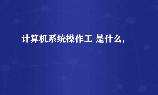 计算机系统操作工 是什么,