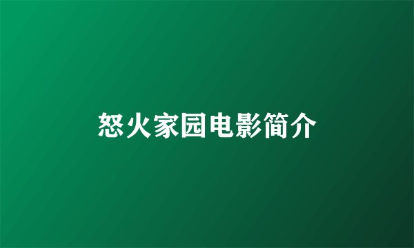 怒火家园电影简介