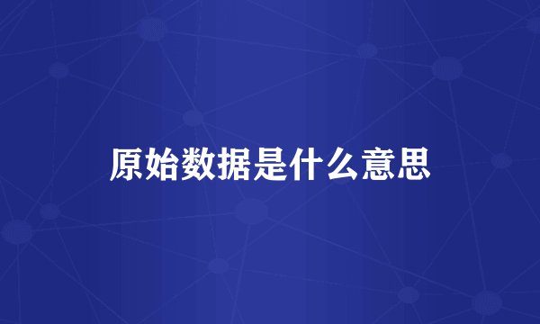 原始数据是什么意思