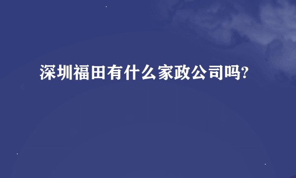 深圳福田有什么家政公司吗?