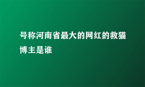号称河南省最大的网红的救猫博主是谁
