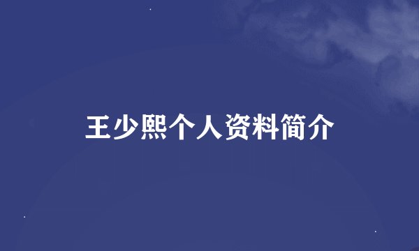 王少熙个人资料简介