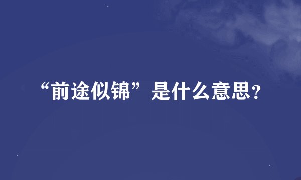 “前途似锦”是什么意思？