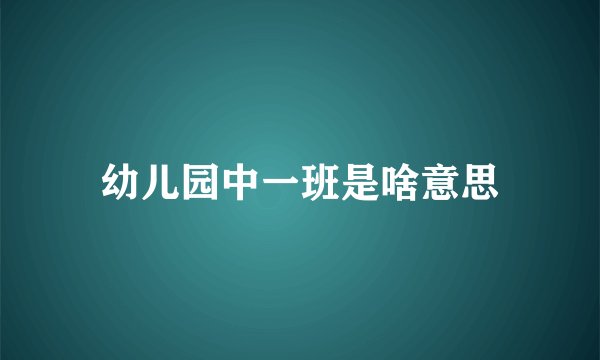 幼儿园中一班是啥意思