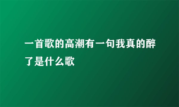 一首歌的高潮有一句我真的醉了是什么歌
