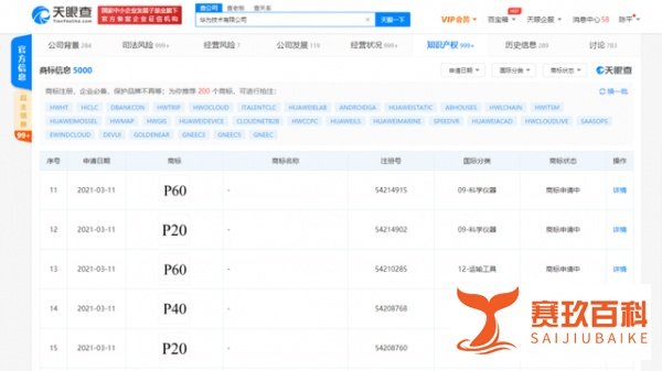 快讯！华为手机商标已申请注册至P100