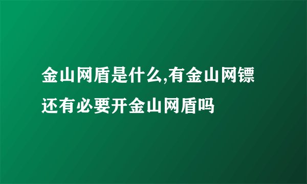 金山网盾是什么,有金山网镖还有必要开金山网盾吗