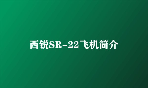 西锐SR-22飞机简介