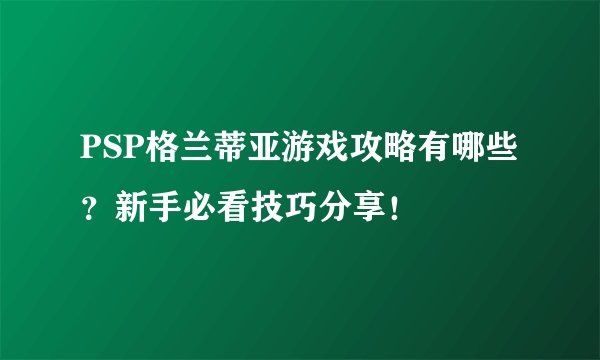 PSP格兰蒂亚游戏攻略有哪些？新手必看技巧分享！