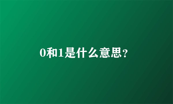 0和1是什么意思？