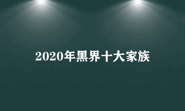 2020年黑界十大家族