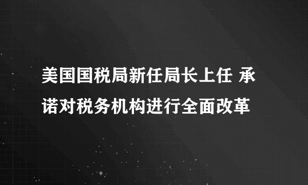 美国国税局新任局长上任 承诺对税务机构进行全面改革