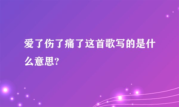 爱了伤了痛了这首歌写的是什么意思?