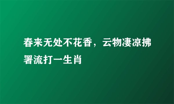 春来无处不花香，云物凄凉拂署流打一生肖
