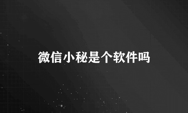 微信小秘是个软件吗