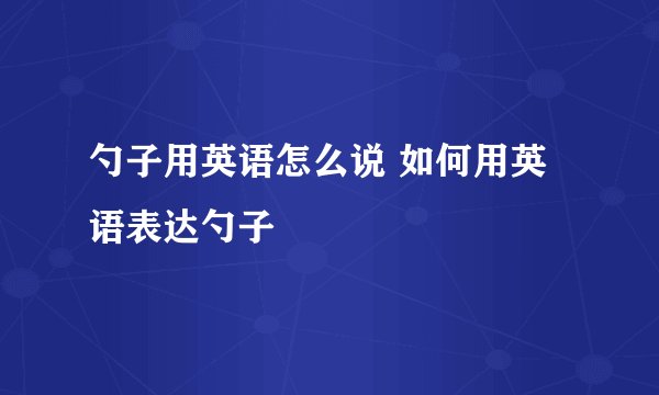 勺子用英语怎么说 如何用英语表达勺子