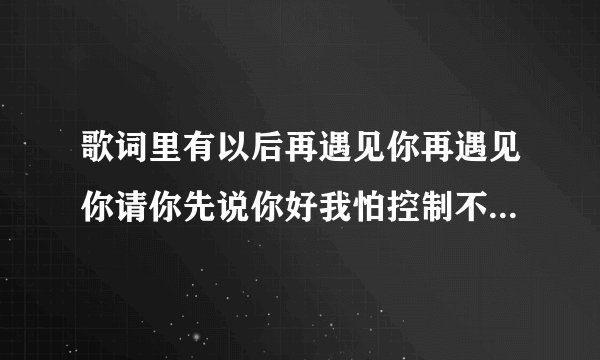 歌词里有以后再遇见你再遇见你请你先说你好我怕控制不住就会给你拥抱的歌名？