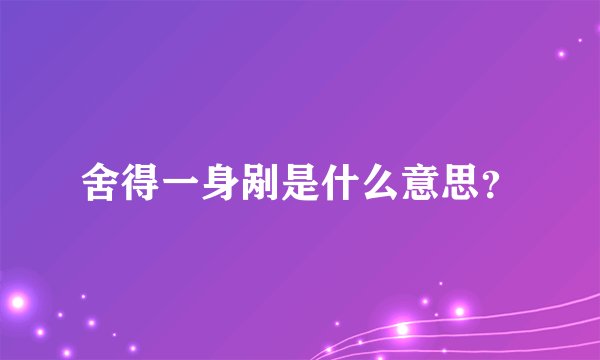 舍得一身剐是什么意思？