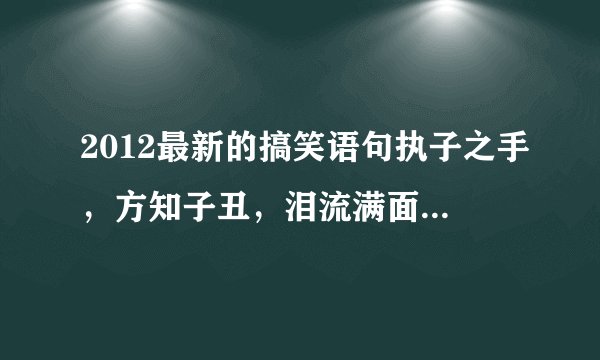 2012最新的搞笑语句执子之手，方知子丑，泪流满面，子不走我走