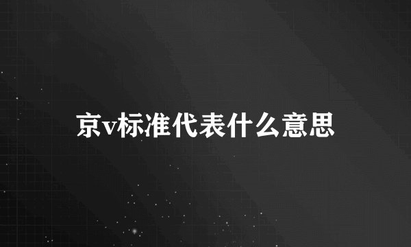 京v标准代表什么意思