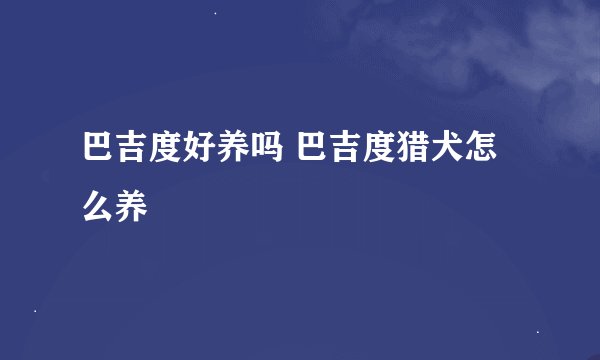 巴吉度好养吗 巴吉度猎犬怎么养