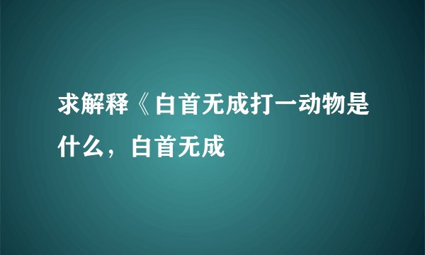 求解释《白首无成打一动物是什么，白首无成