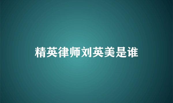 精英律师刘英美是谁