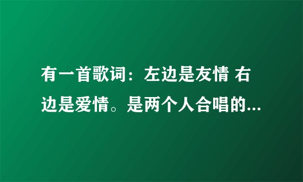 有一首歌词：左边是友情 右边是爱情。是两个人合唱的。这首歌叫什么。谢谢。
