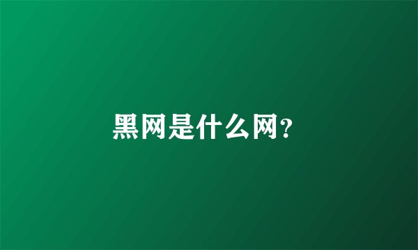 黑网是什么网？