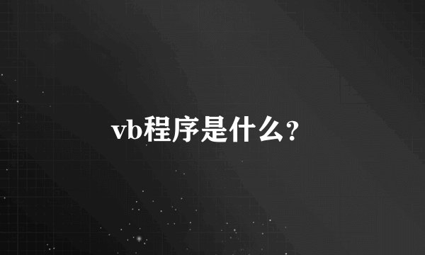 vb程序是什么？