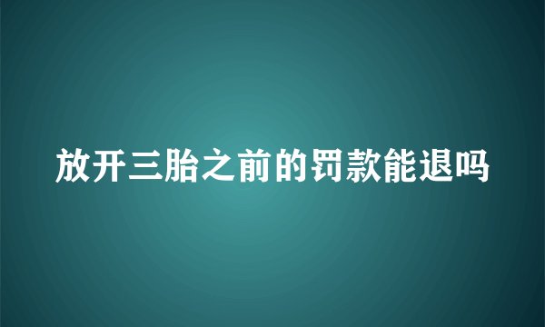放开三胎之前的罚款能退吗