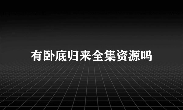 有卧底归来全集资源吗