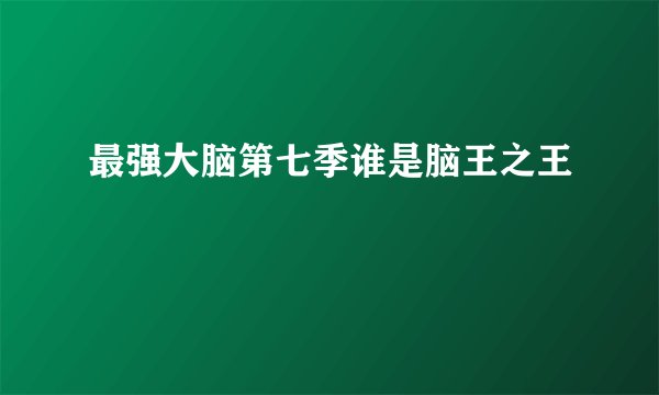 最强大脑第七季谁是脑王之王