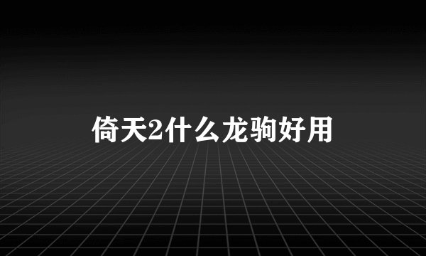 倚天2什么龙驹好用