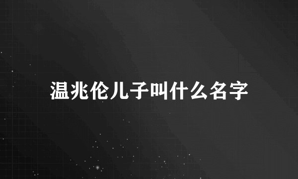 温兆伦儿子叫什么名字