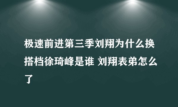 极速前进第三季刘翔为什么换搭档徐琦峰是谁 刘翔表弟怎么了