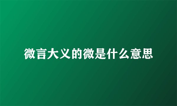 微言大义的微是什么意思