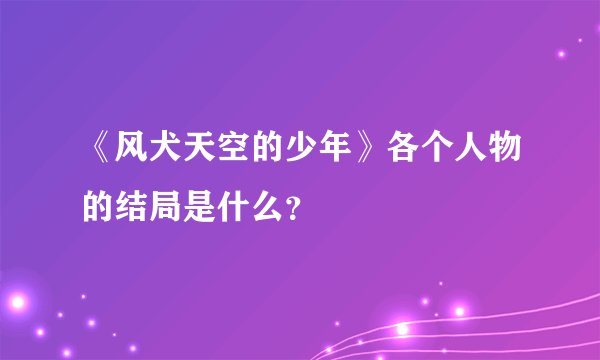 《风犬天空的少年》各个人物的结局是什么？