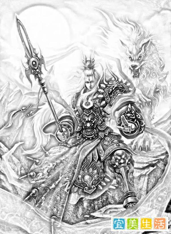 我是雕刻师--素描手稿第四期:二郎神纹身手稿