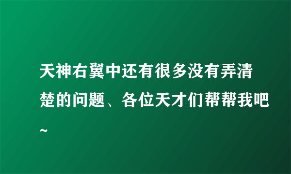 天神右翼中还有很多没有弄清楚的问题、各位天才们帮帮我吧~