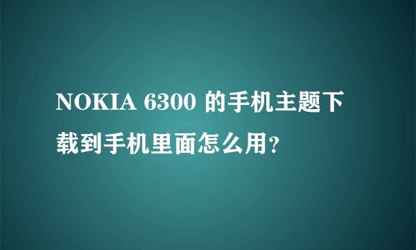 NOKIA 6300 的手机主题下载到手机里面怎么用？