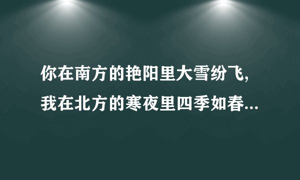 你在南方的艳阳里大雪纷飞,我在北方的寒夜里四季如春。什么意思...