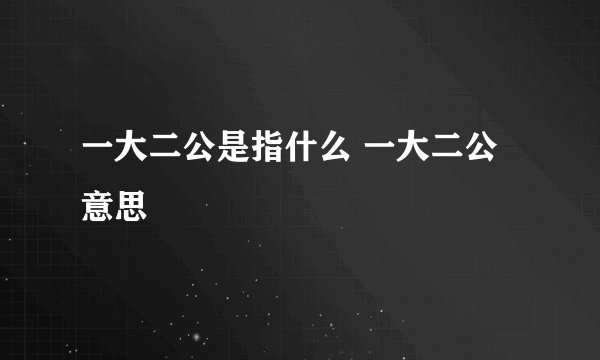 一大二公是指什么 一大二公意思