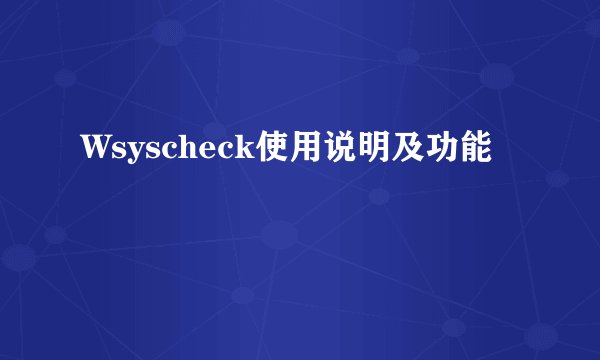 Wsyscheck使用说明及功能